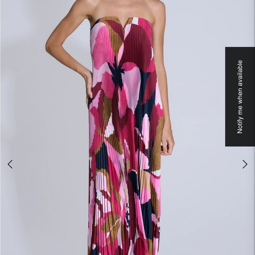 Strapless Pink Multi Floral Maxi Dress